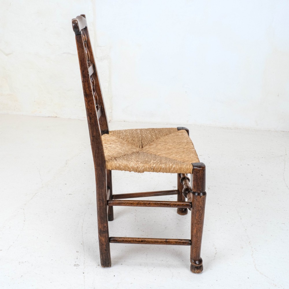 C19th Harlequin Set of 4 Lancashire Country Dining Chairs (Farmhouse Oak Elm Ash) View XVIII
