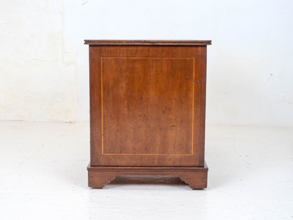 Edwardian Small Inverted Breakfront Mahogany Inlaid Leather Writing Desk C1905 View XII