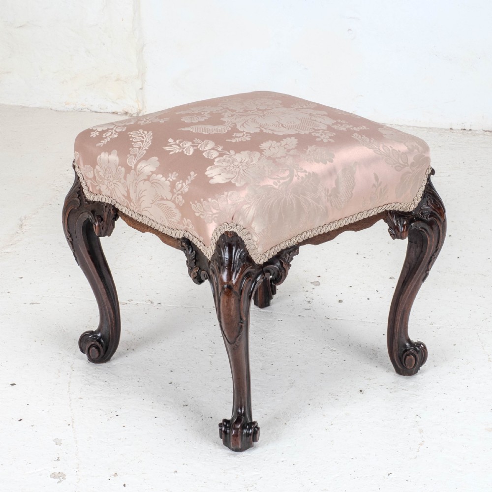 George III C18th Chippendale Carved Mahogany Dressing Stool (Georgian)