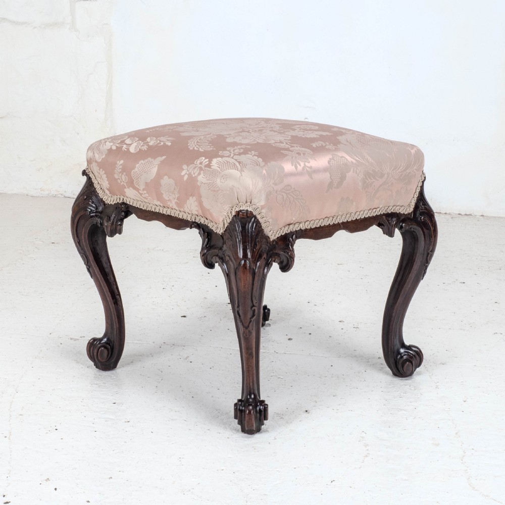 George III C18th Chippendale Carved Mahogany Dressing Stool (Georgian) View II