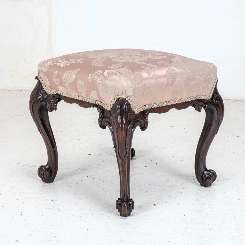 George III C18th Chippendale Carved Mahogany Dressing Stool (Georgian) View III
