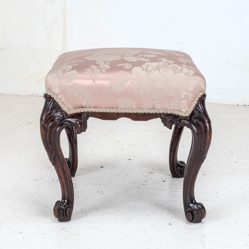 George III C18th Chippendale Carved Mahogany Dressing Stool (Georgian) View IV