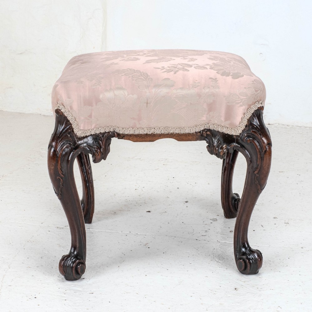 George III C18th Chippendale Carved Mahogany Dressing Stool (Georgian) View V