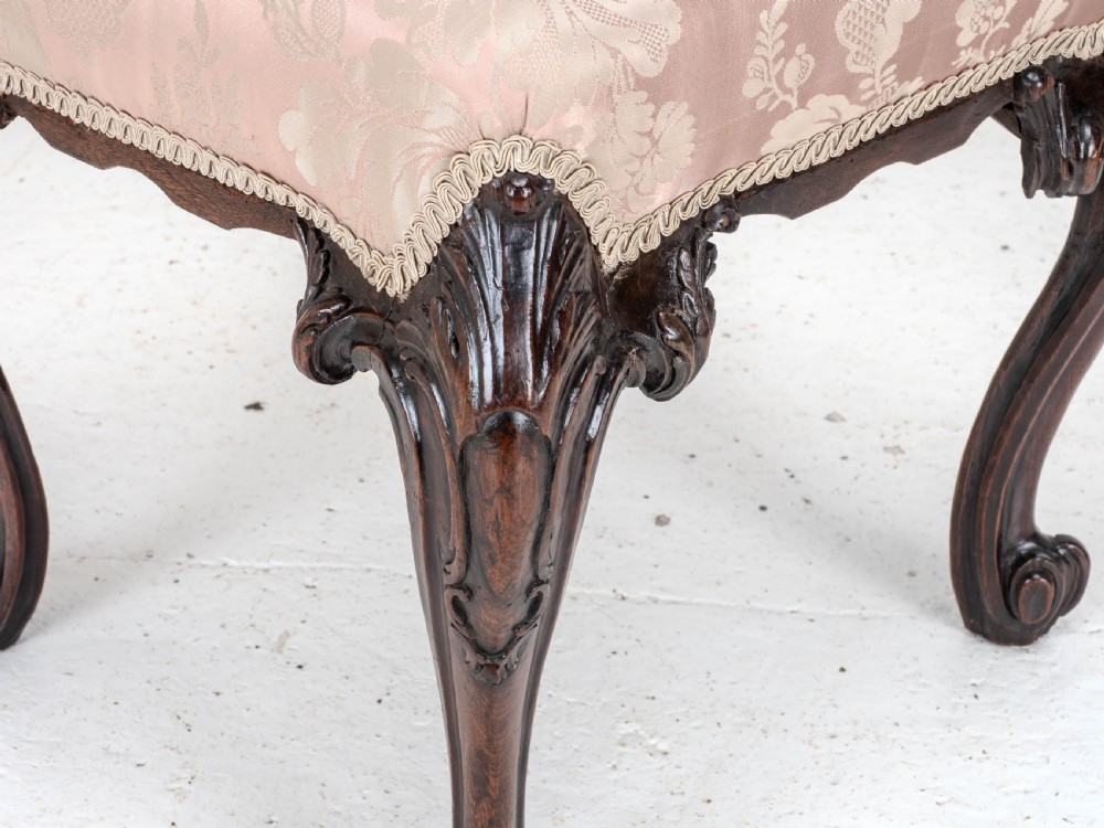 George III C18th Chippendale Carved Mahogany Dressing Stool (Georgian) View VIII