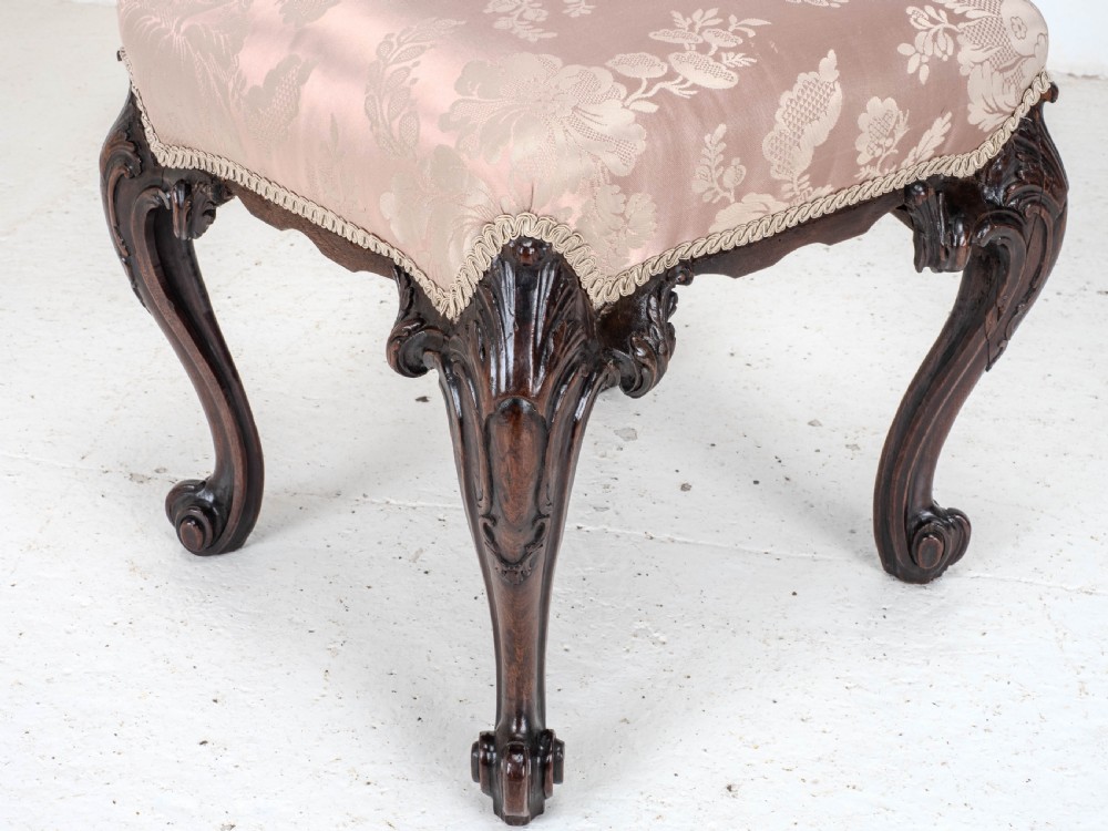 George III C18th Chippendale Carved Mahogany Dressing Stool (Georgian) View IX