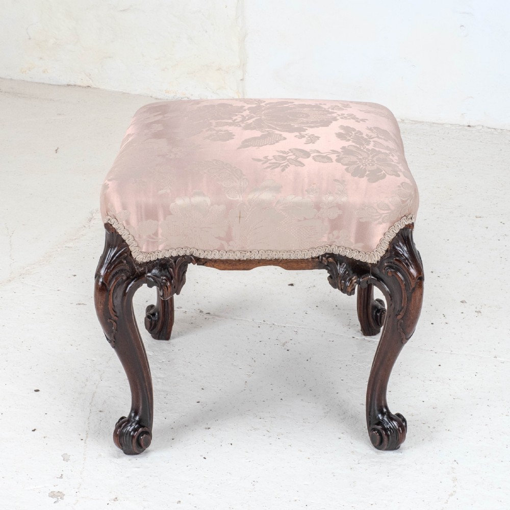 George III C18th Chippendale Carved Mahogany Dressing Stool (Georgian) View XII