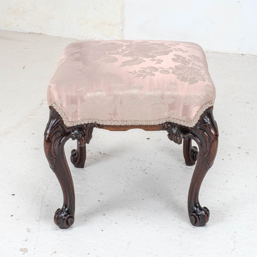 George III C18th Chippendale Carved Mahogany Dressing Stool (Georgian) View XIII
