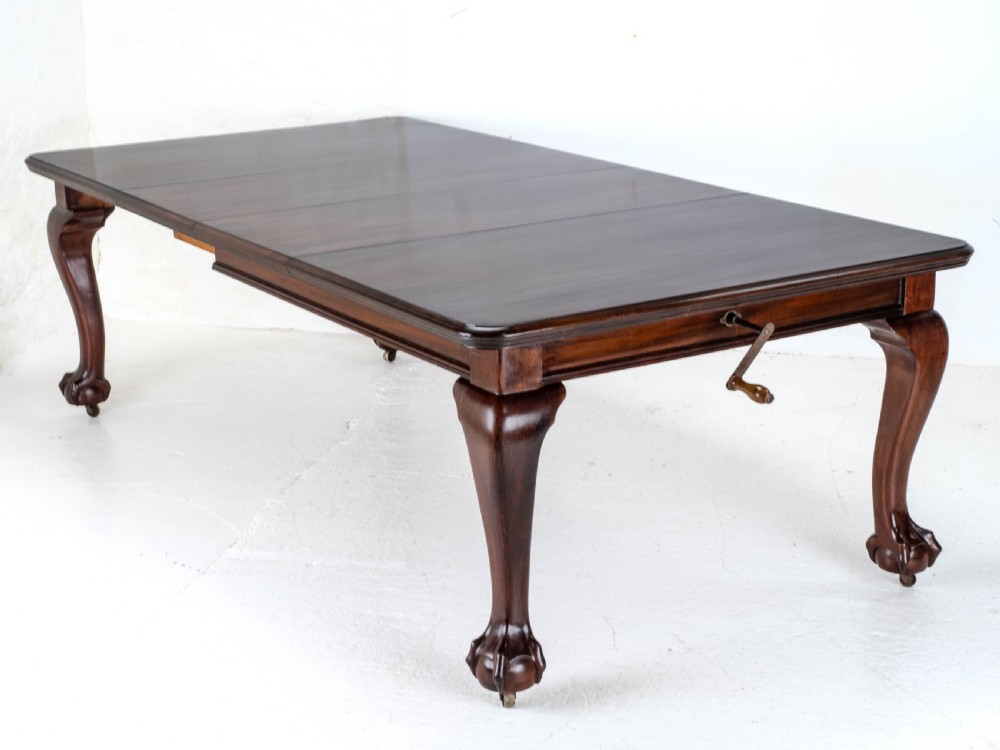 Chippendale Style Victorian Mahogany 8ft Extending Dining Table Claw & Ball Feet View II