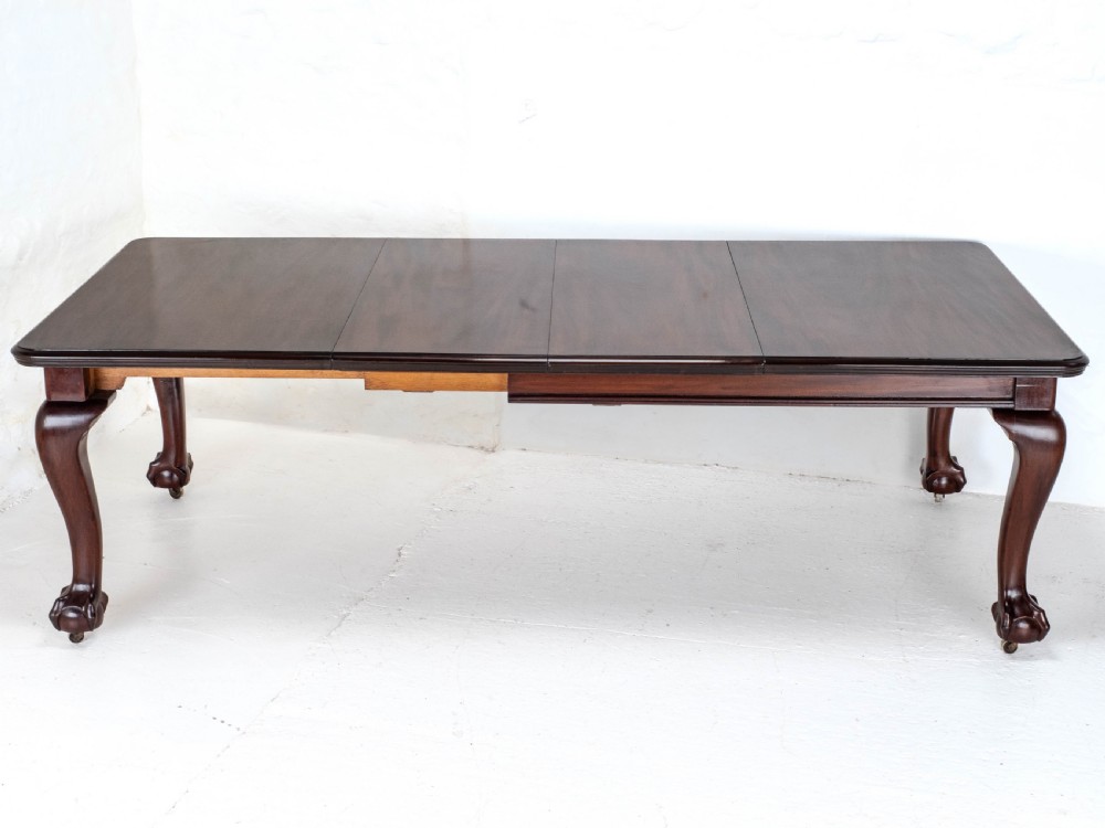 Chippendale Style Victorian Mahogany 8ft Extending Dining Table Claw & Ball Feet View V