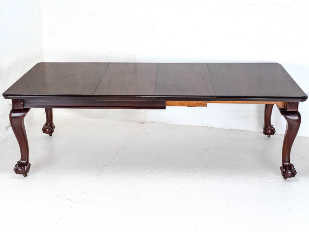Chippendale Style Victorian Mahogany 8ft Extending Dining Table Claw & Ball Feet View VI