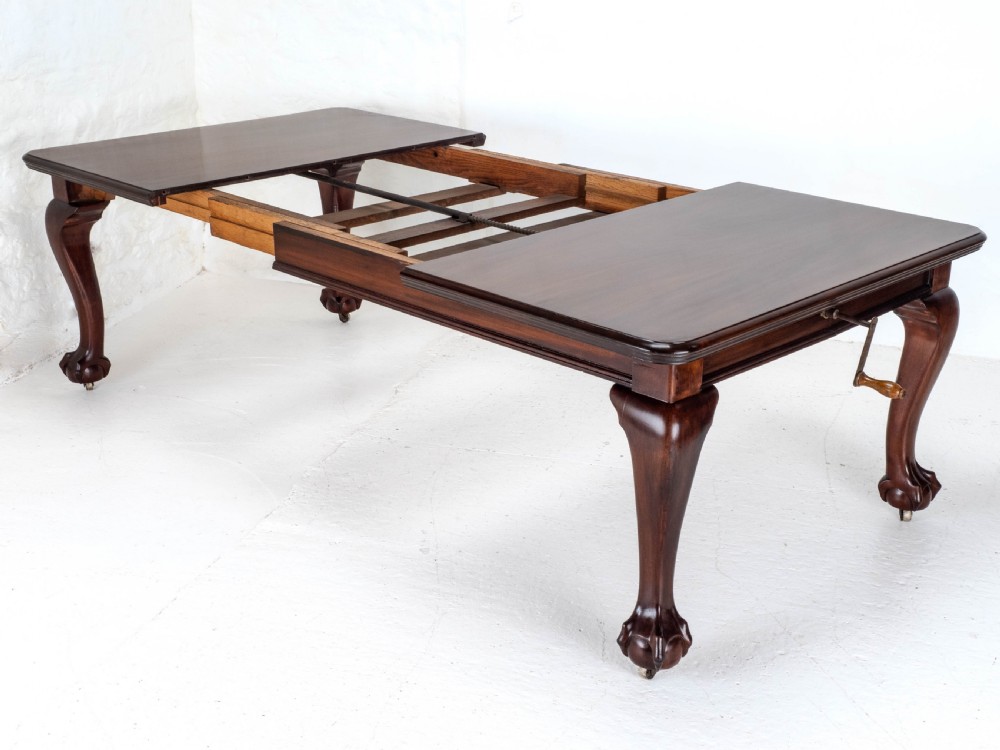 Chippendale Style Victorian Mahogany 8ft Extending Dining Table Claw & Ball Feet View X