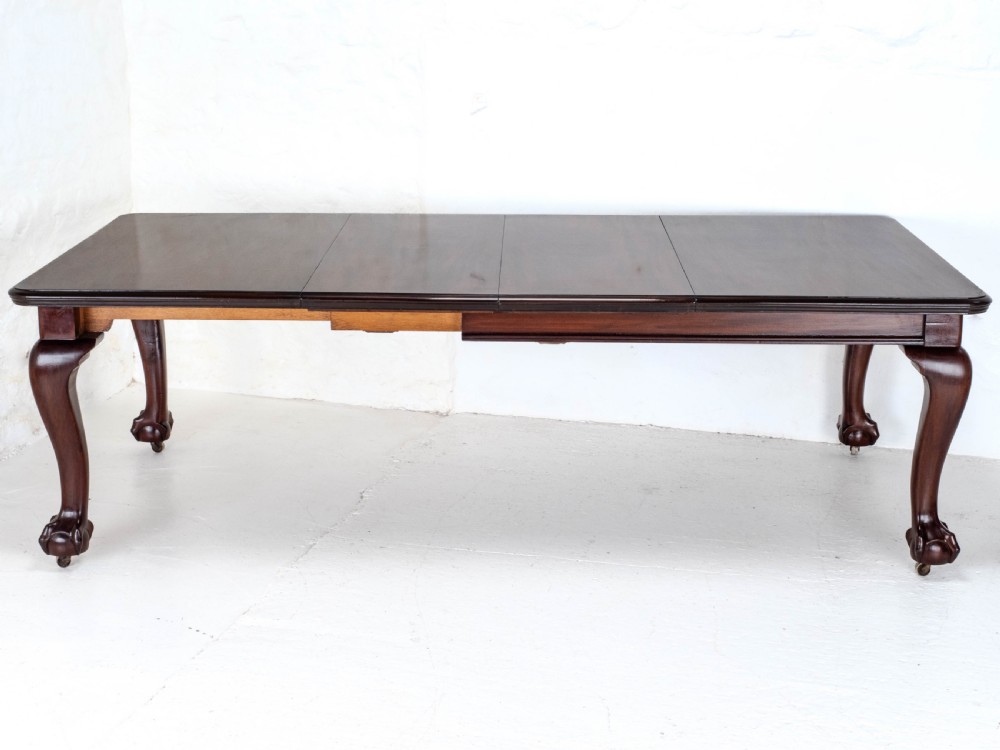 Chippendale Style Victorian Mahogany 8ft Extending Dining Table Claw & Ball Feet View XV