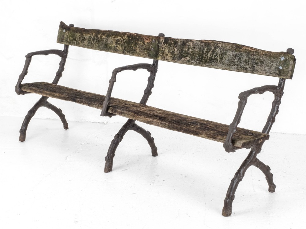 C19th Victorian Cast Iron & Oak 7 foot Garden Bench View II