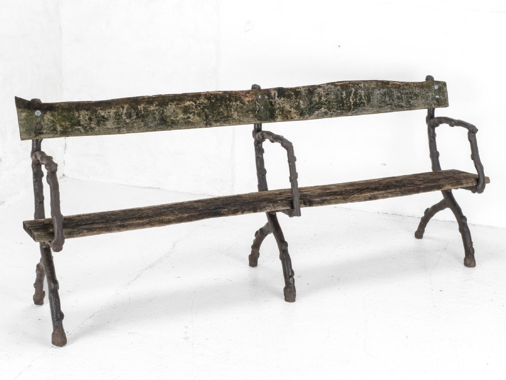 C19th Victorian Cast Iron & Oak 7 foot Garden Bench View III