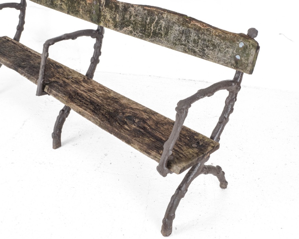 C19th Victorian Cast Iron & Oak 7 foot Garden Bench View V