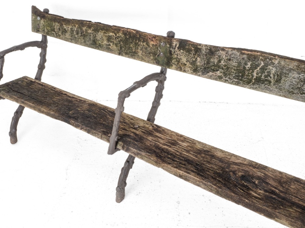 C19th Victorian Cast Iron & Oak 7 foot Garden Bench View X