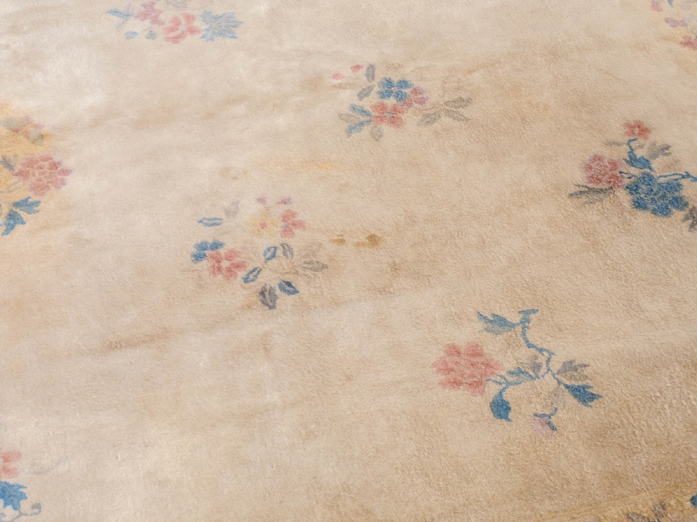 Chinese Art Deco Carved Cream Carpet C1930 11'7