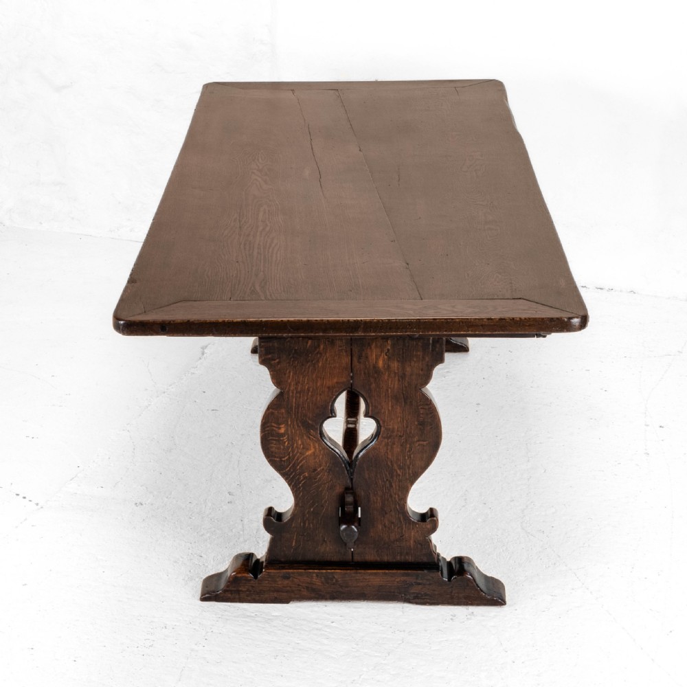 C19th Oak Refectory Trestle Dining Table 6'8