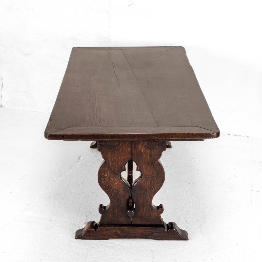 C19th Oak Refectory Trestle Dining Table 6'8
