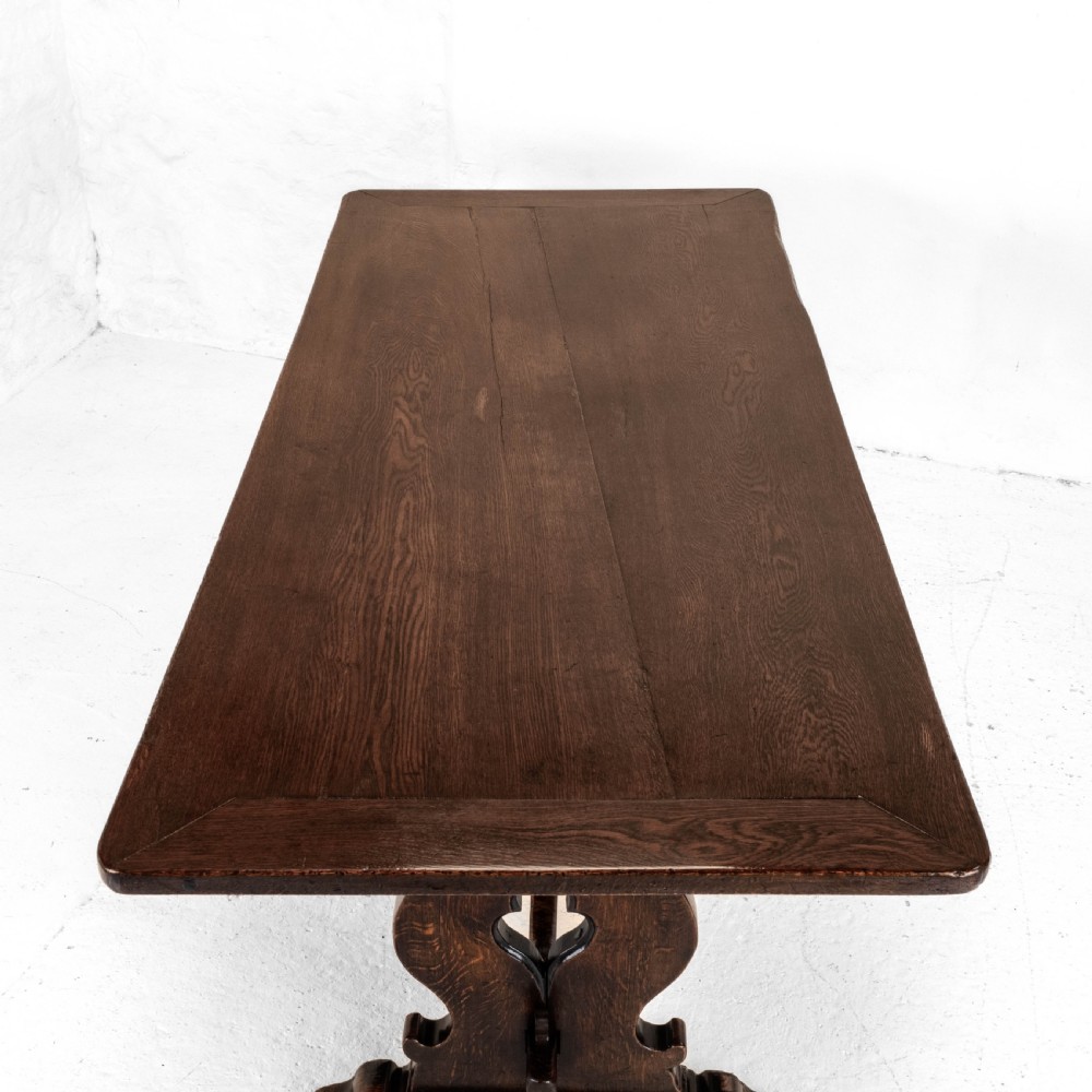 C19th Oak Refectory Trestle Dining Table 6'8