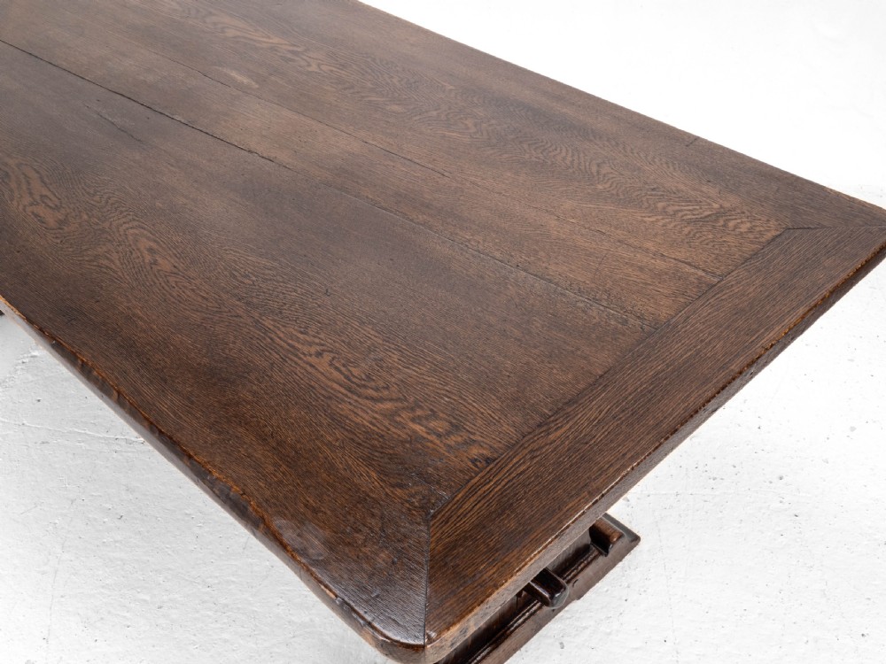 C19th Oak Refectory Trestle Dining Table 6'8