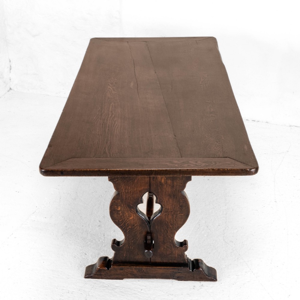 C19th Oak Refectory Trestle Dining Table 6'8