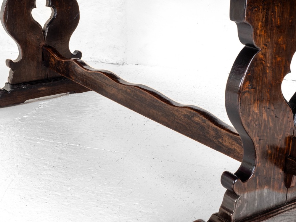 C19th Oak Refectory Trestle Dining Table 6'8