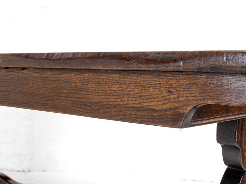 C19th Oak Refectory Trestle Dining Table 6'8