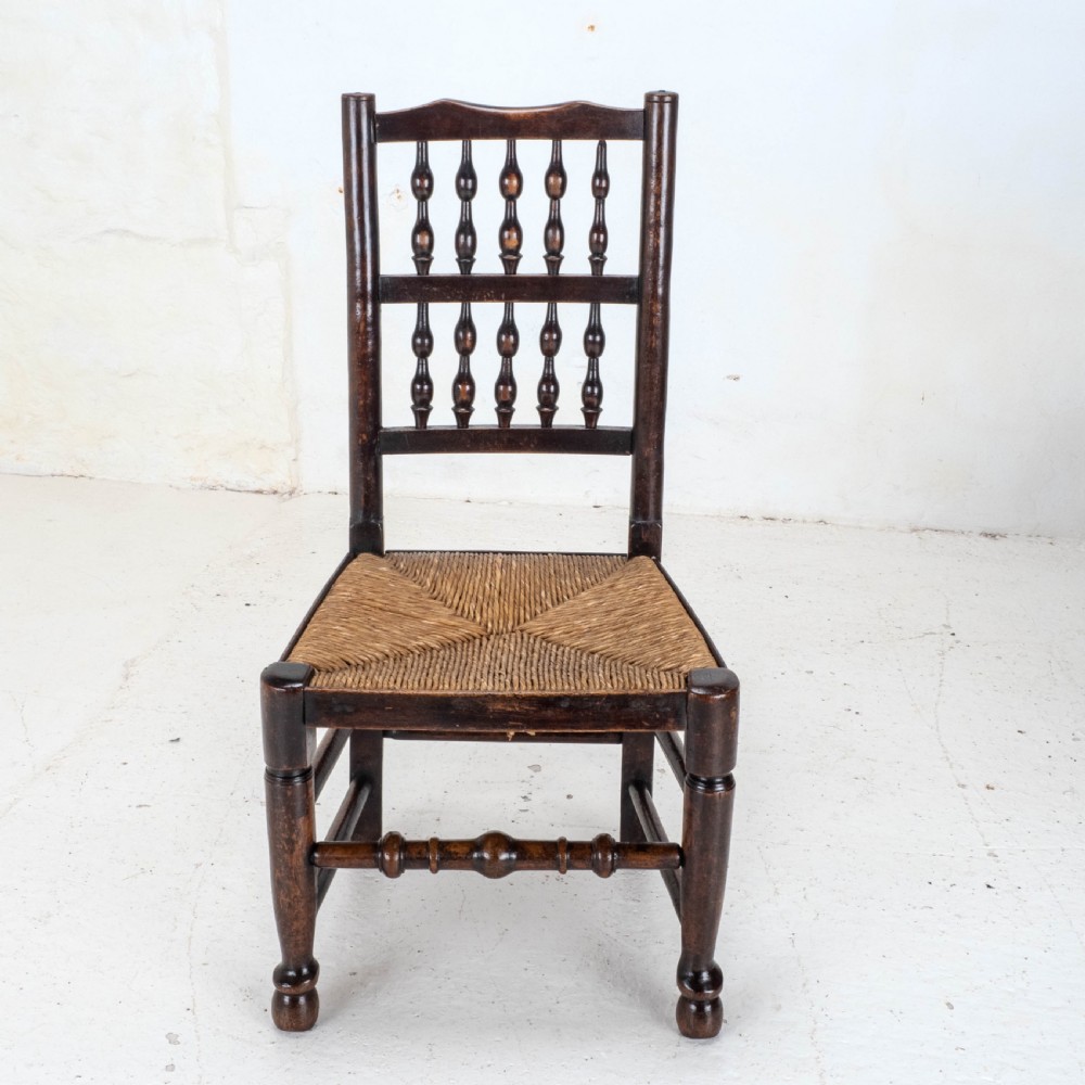 C19th Matched Set of 6 Elm & Ash Lancashire Rush Seat Country Dining Chairs View VIII