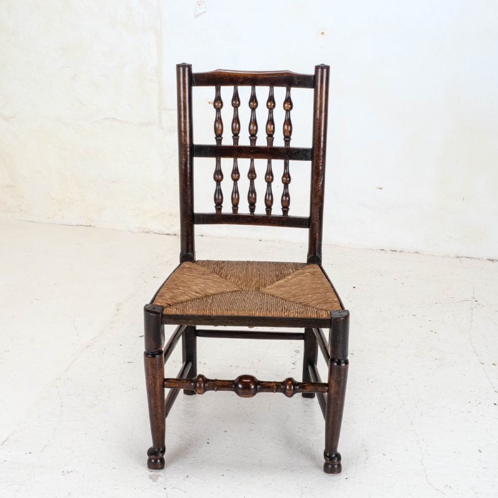 C19th Matched Set of 6 Elm & Ash Lancashire Rush Seat Country Dining Chairs View XII