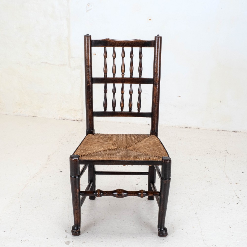 C19th Matched Set of 6 Elm & Ash Lancashire Rush Seat Country Dining Chairs View XIII