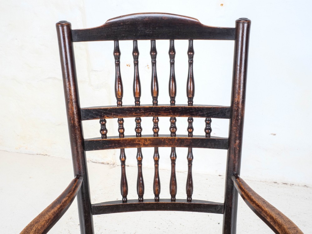C19th Elm & Ash Lancashire Rush Seat Country Carver Armchair View IX