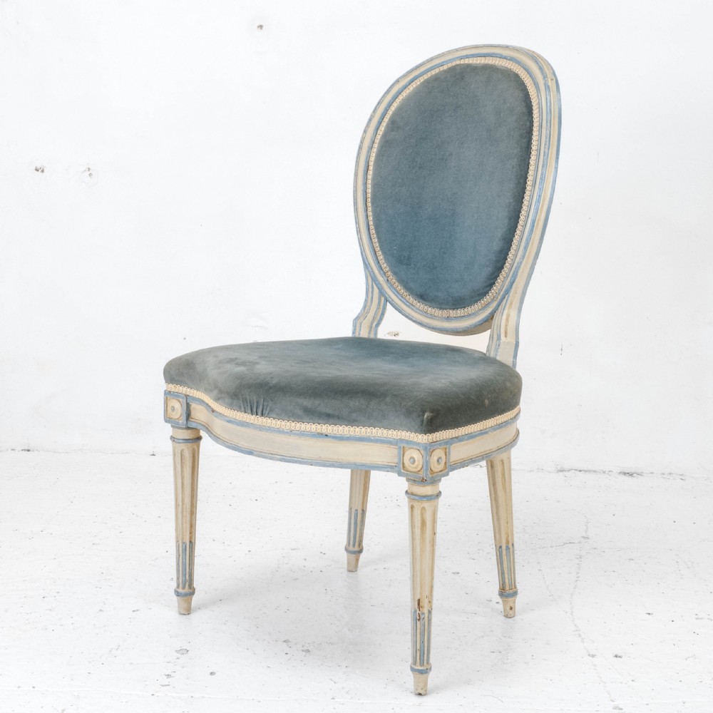 French Louis XIV Rococo Style Painted Upholstered Side Chair Early C20th