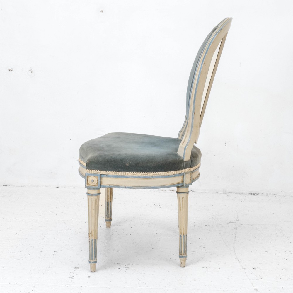 French Louis XIV Rococo Style Painted Upholstered Side Chair Early C20th View V