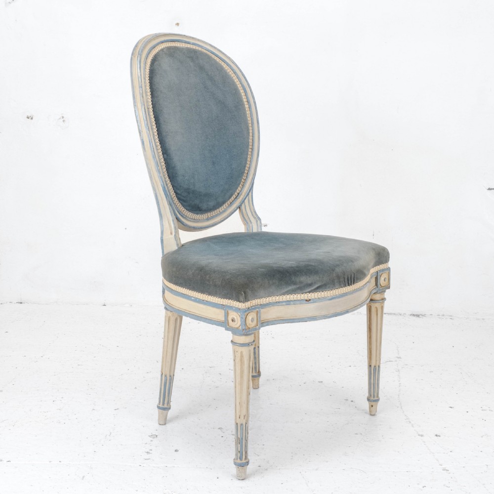 French Louis XIV Rococo Style Painted Upholstered Side Chair Early C20th View IX