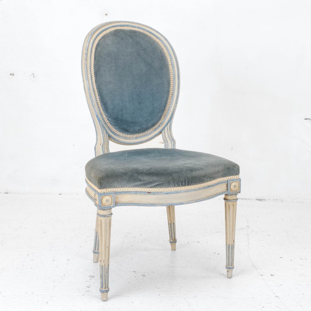 French Louis XIV Rococo Style Painted Upholstered Side Chair Early C20th View X