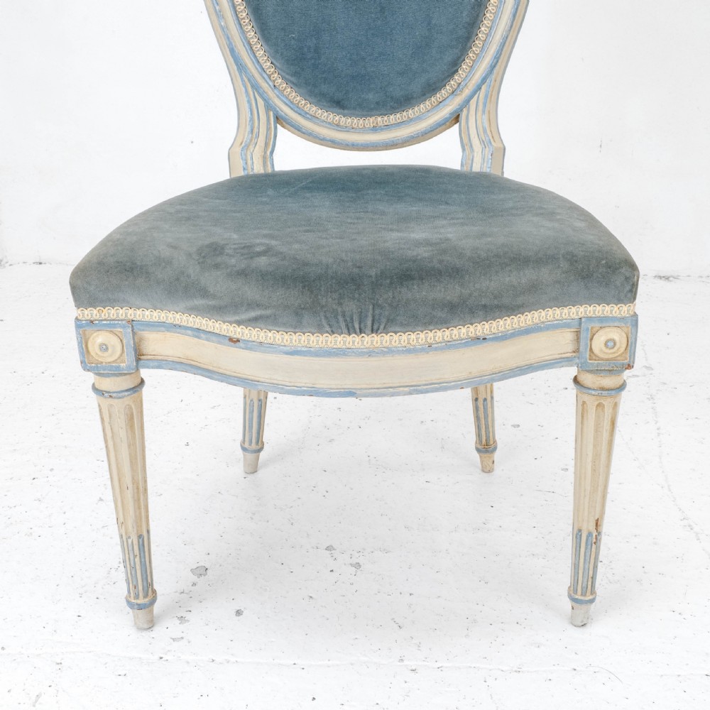 French Louis XIV Rococo Style Painted Upholstered Side Chair Early C20th View XII