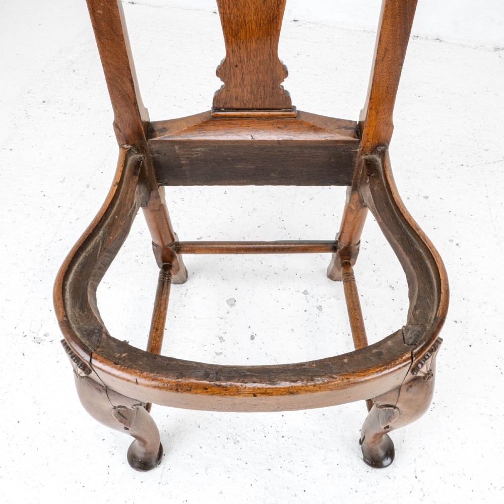 George I / Queen Anne Early C18th Carved Walnut Tapestry Upholstered Side Chair (Georgian) View XIX