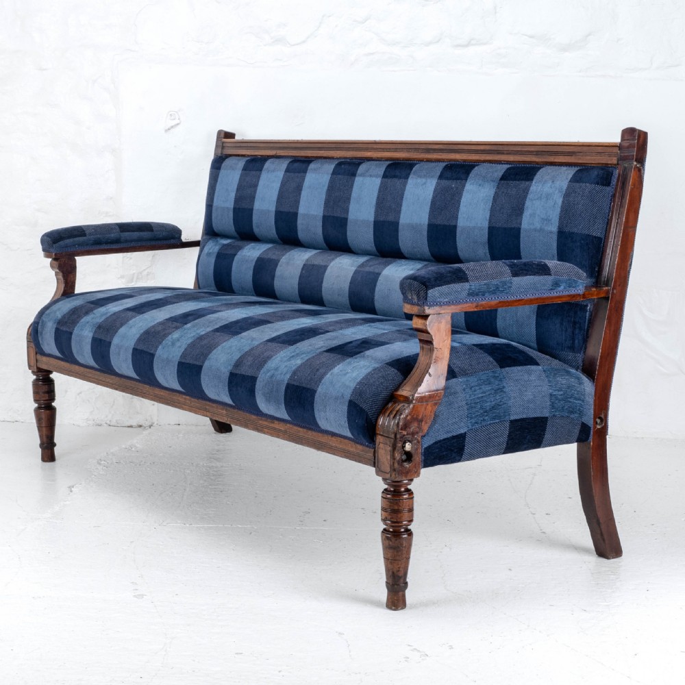 Victorian Mahogany Upholstered Club Bench Late C19th (Sofa, Settle)