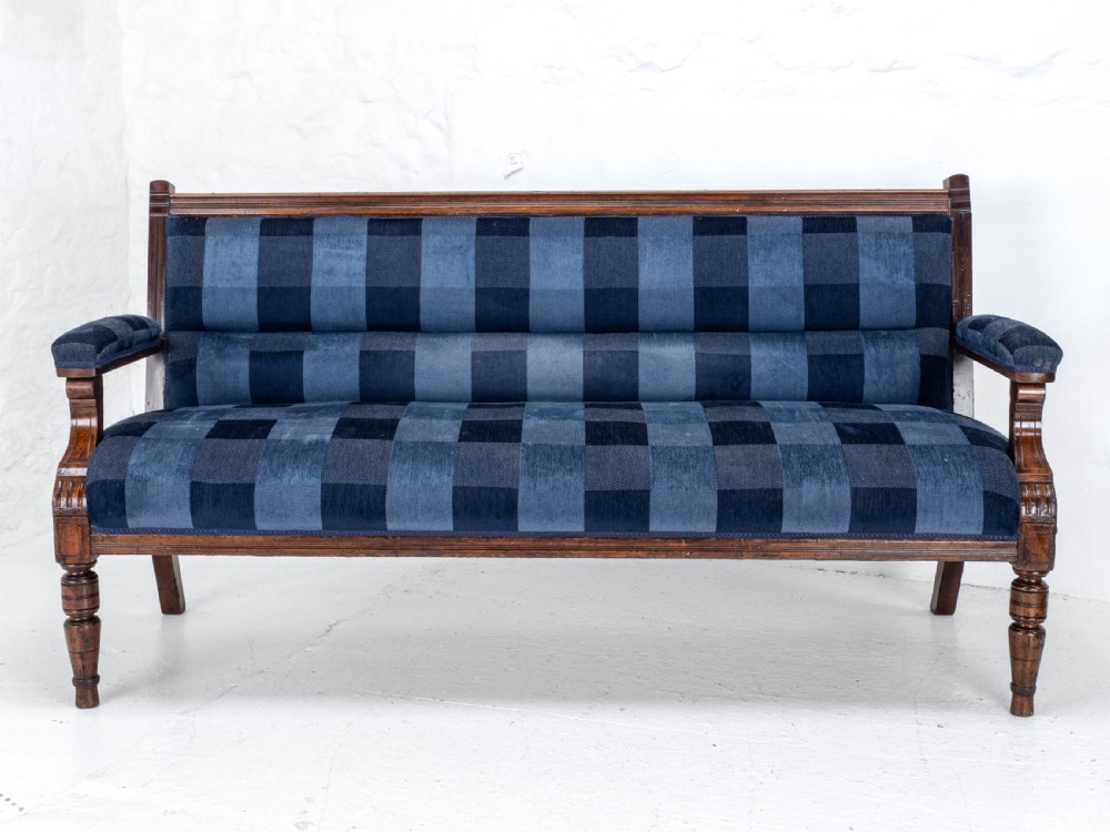 Victorian Mahogany Upholstered Club Bench Late C19th (Sofa, Settle) View II
