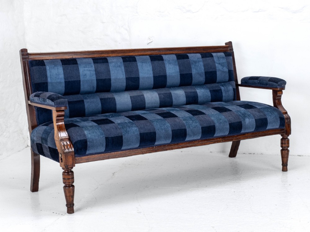 Victorian Mahogany Upholstered Club Bench Late C19th (Sofa, Settle) View III