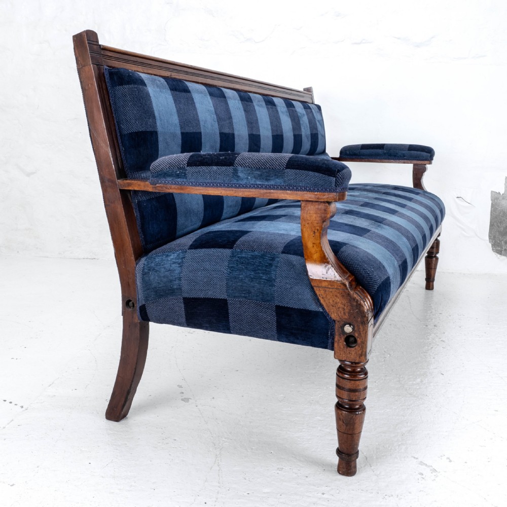 Victorian Mahogany Upholstered Club Bench Late C19th (Sofa, Settle) View V