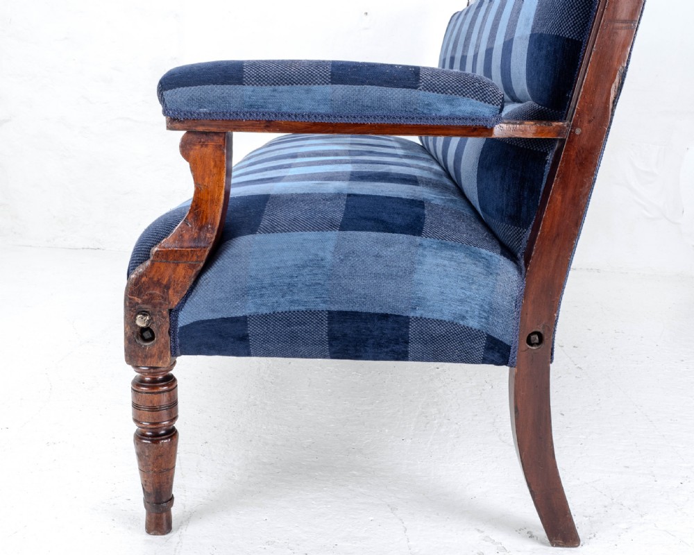 Victorian Mahogany Upholstered Club Bench Late C19th (Sofa, Settle) View X