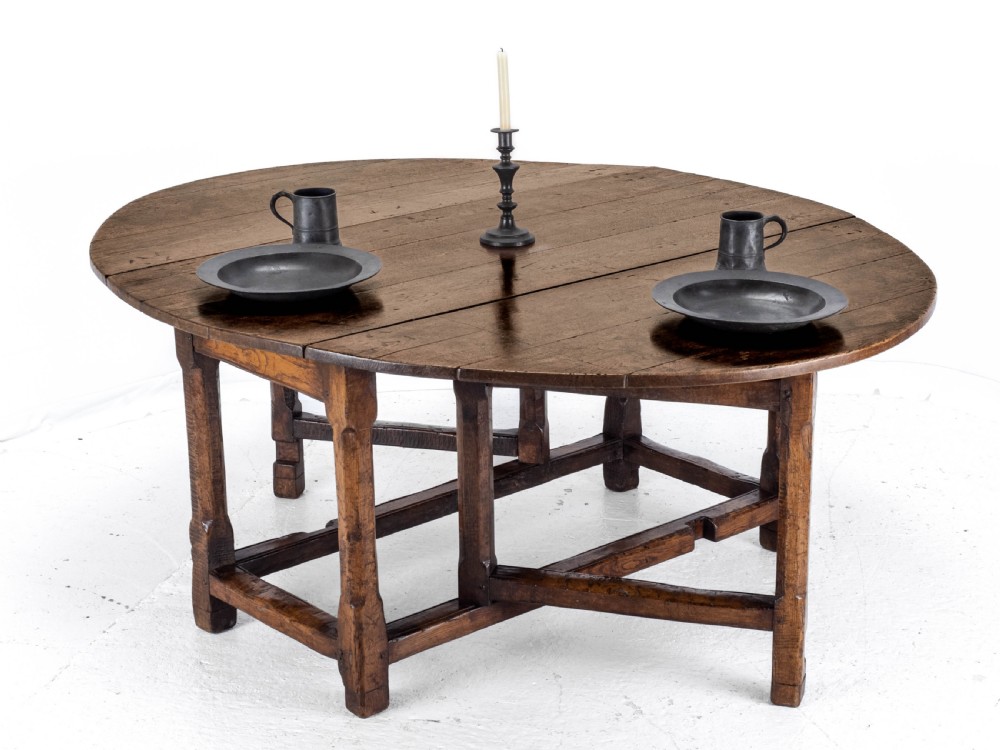 Late C17th /Early C18th Oak Gateleg Drop Leaf Country Dining Table (8 Seater) View II