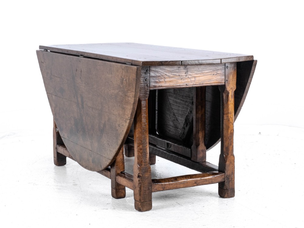 Late C17th /Early C18th Oak Gateleg Drop Leaf Country Dining Table (8 Seater) View III