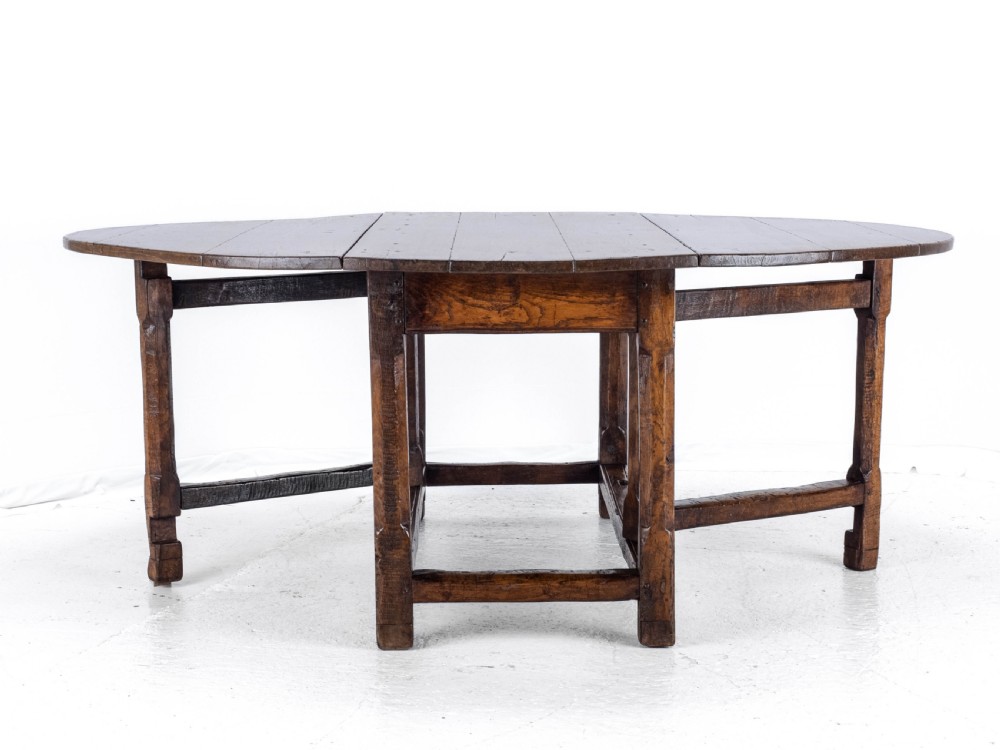 Late C17th /Early C18th Oak Gateleg Drop Leaf Country Dining Table (8 Seater) View IX