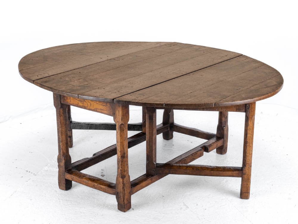 Late C17th /Early C18th Oak Gateleg Drop Leaf Country Dining Table (8 Seater) View XVII