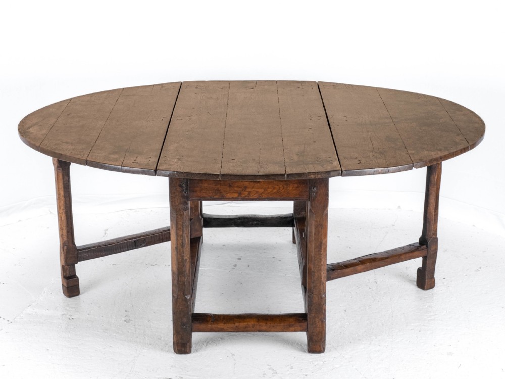 Late C17th /Early C18th Oak Gateleg Drop Leaf Country Dining Table (8 Seater) View XX