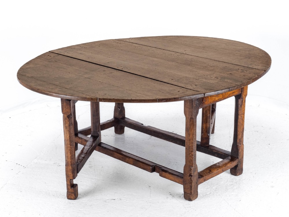 Late C17th /Early C18th Oak Gateleg Drop Leaf Country Dining Table (8 Seater) View XXII