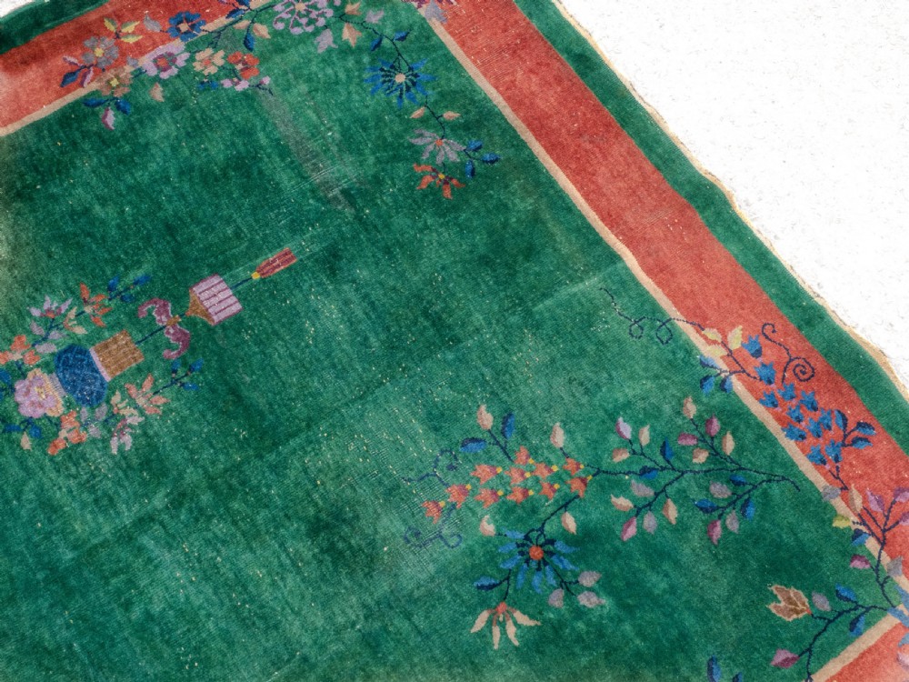 Chinese Art Deco Green Carpet C1920 8'9
